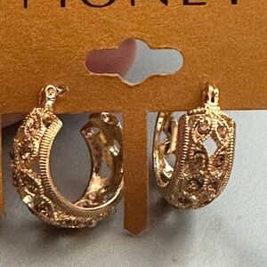 Monet Gold Filigree Hoop Earrings